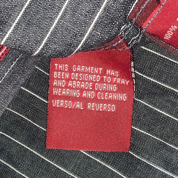 Vintage Tommy Hilfiger Red Label Denim Mens XL Black Pinstripe Button Down Shirt - Picture 4 of 8